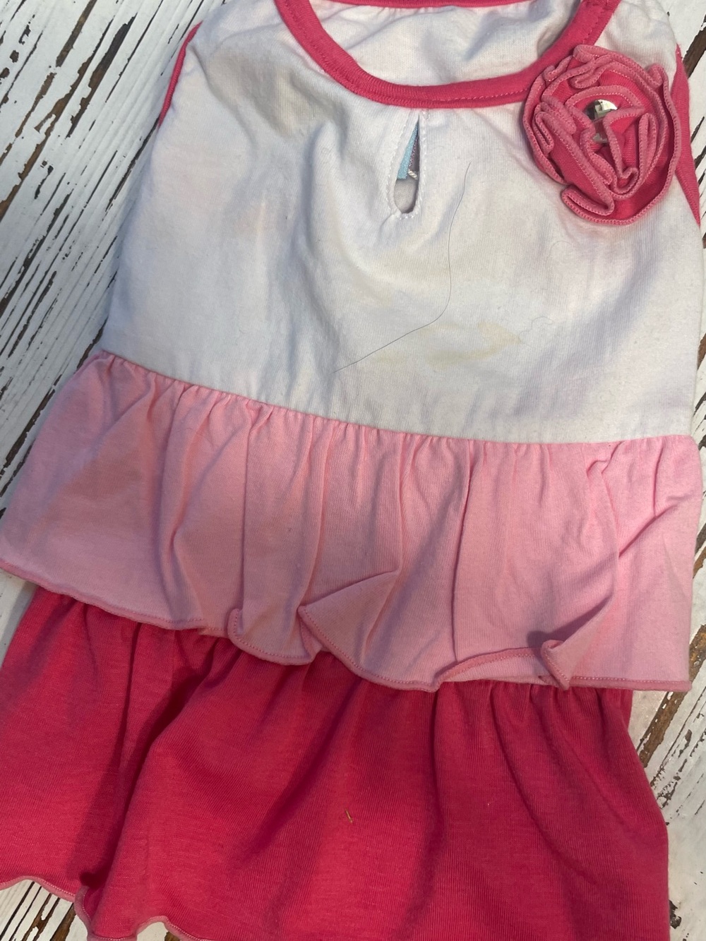 Pink Tiered Ruffle Dog Dress with Rose Accent small